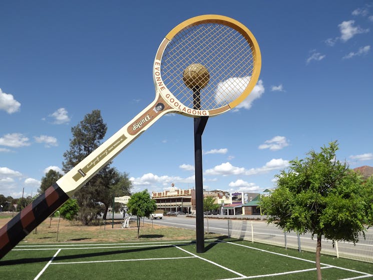 Barellan's big tennis racquet