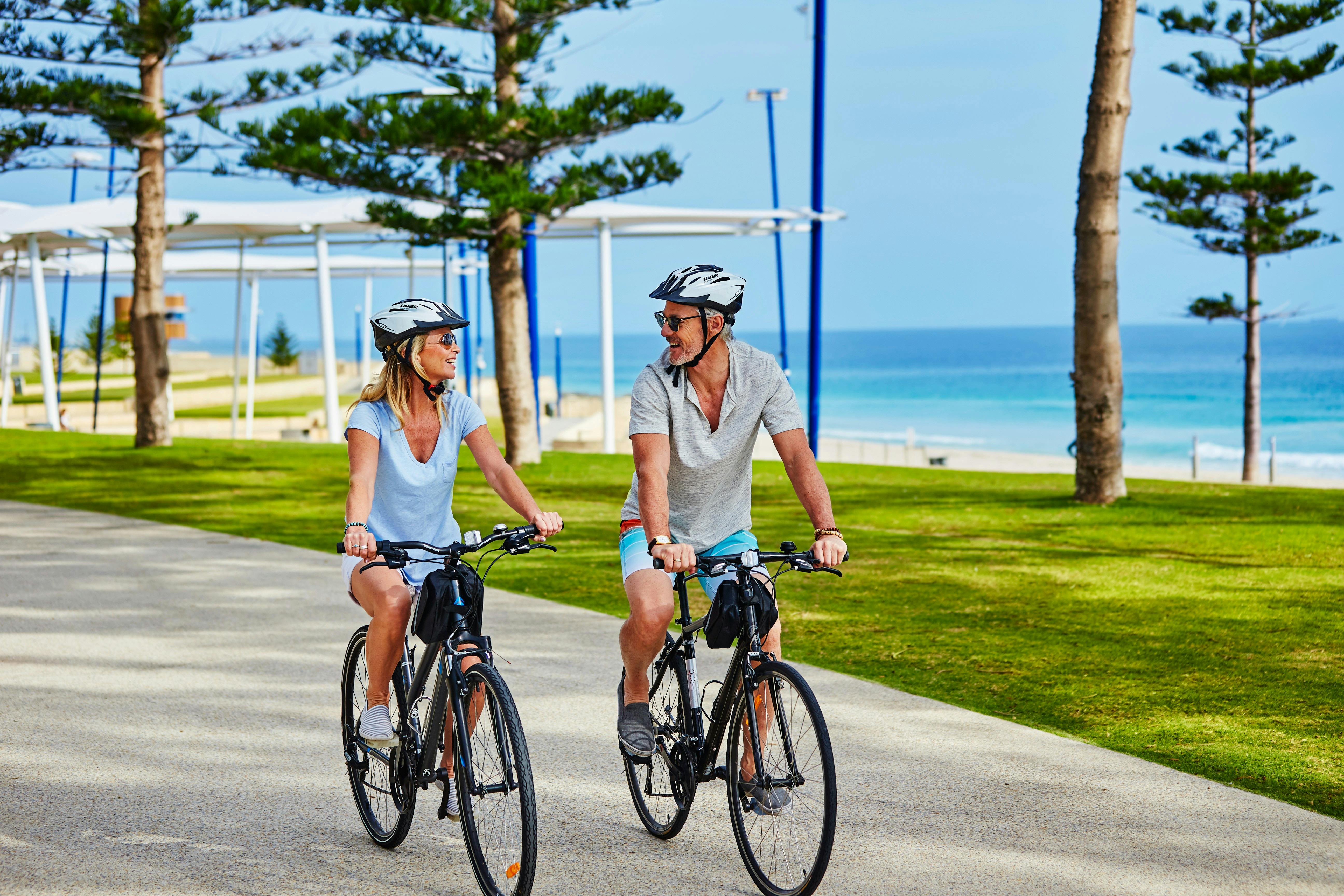 Cycling along Scarborough Beach Esplanade