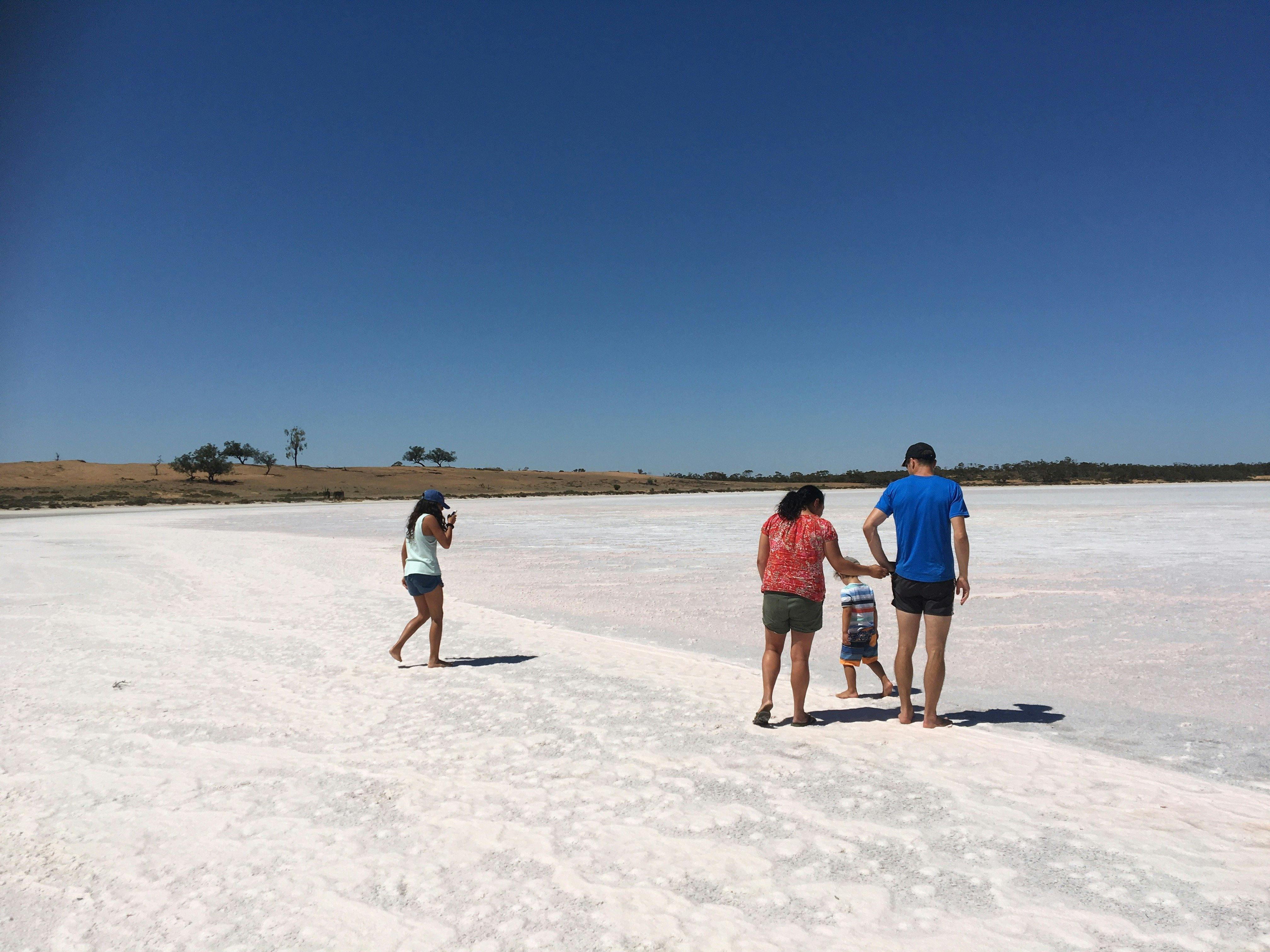 Experience the sensation of walking on a crusty surface of salt.