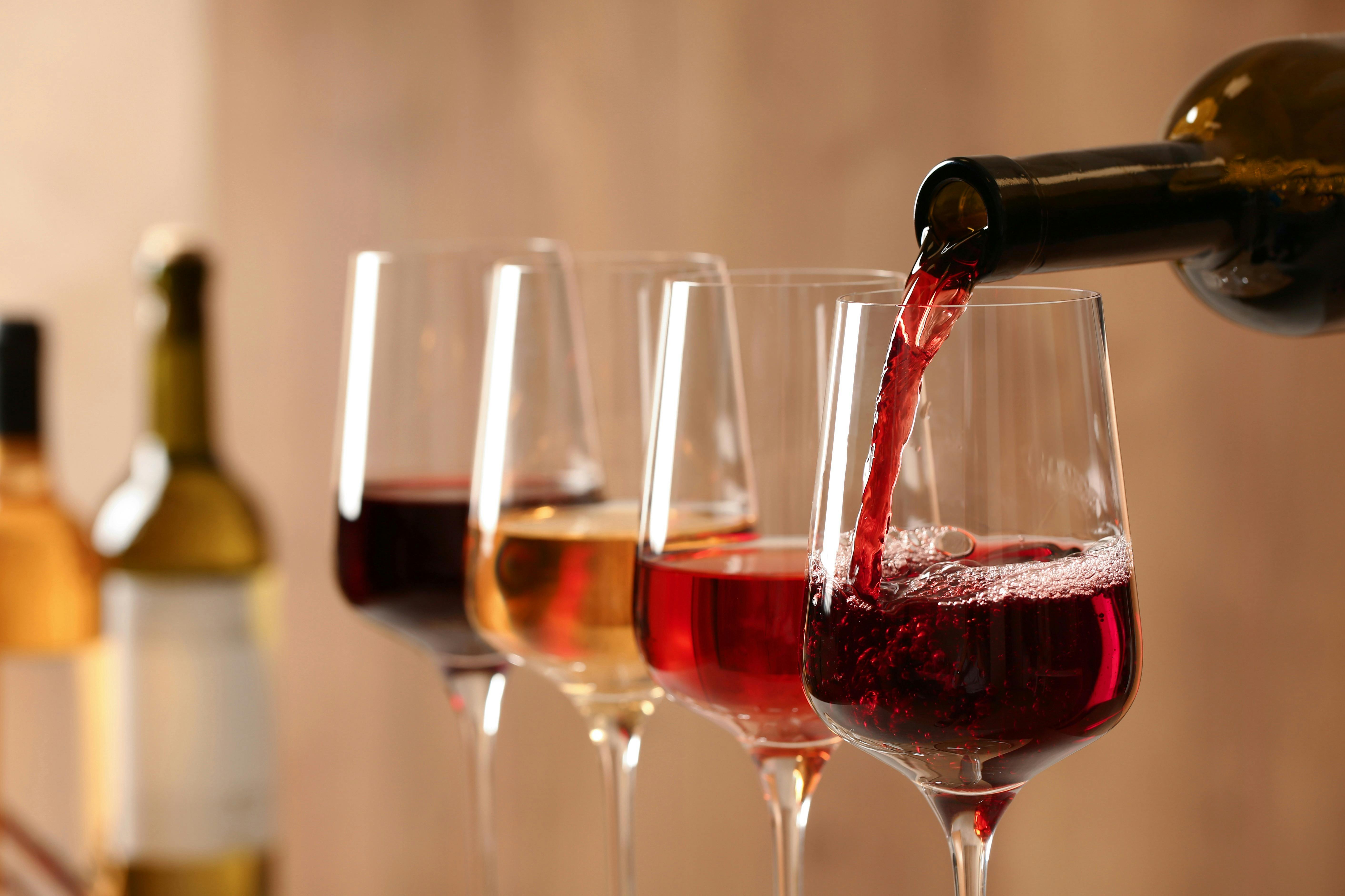 Wine being poured on a wine tasting