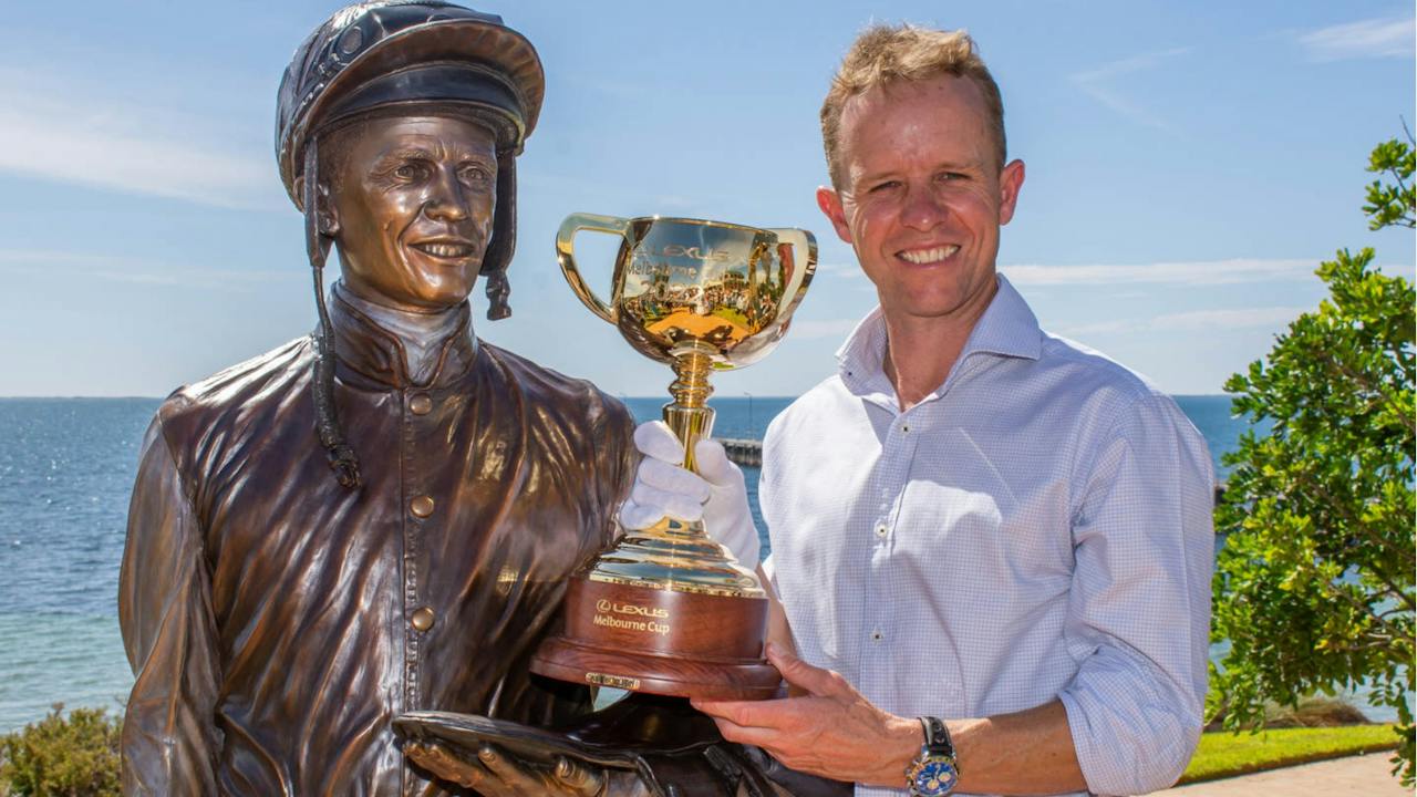 Kerrin McEvoy and his life-size bronze statue