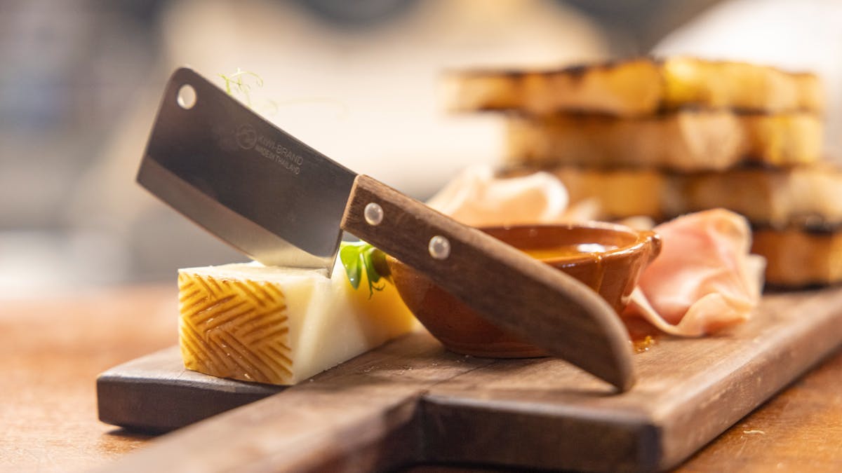 Manchego, Jamon and grilled pan de casa with confit garlic, tomato, balsamic and basil