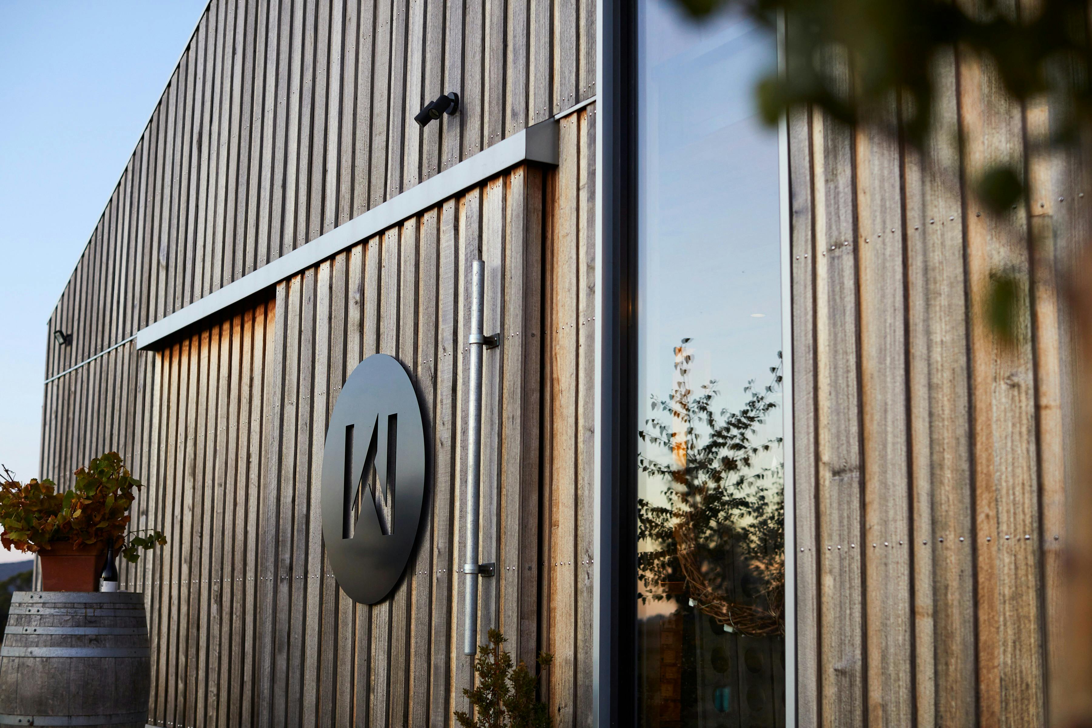 The large sliding Tasmanian Oak front door to our cellar door