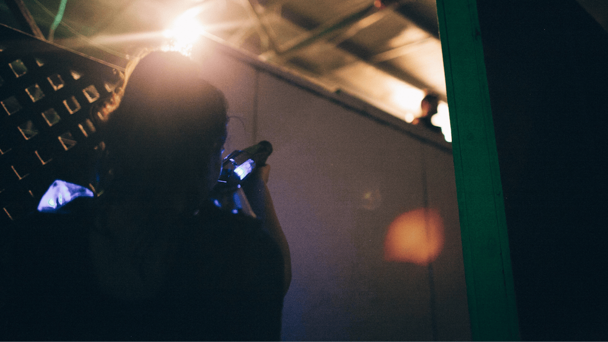 Player sneaking up on another player while playing Laser Tag at Laserzone Sunshine Coast
