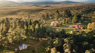 An aerial view of Daffodil Cottage, Kosciuszko National Park. Photo: Rob Mulally/DPIE