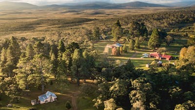 An aerial view of Daffodil Cottage, Kosciuszko National Park. Photo: Rob Mulally/DPIE