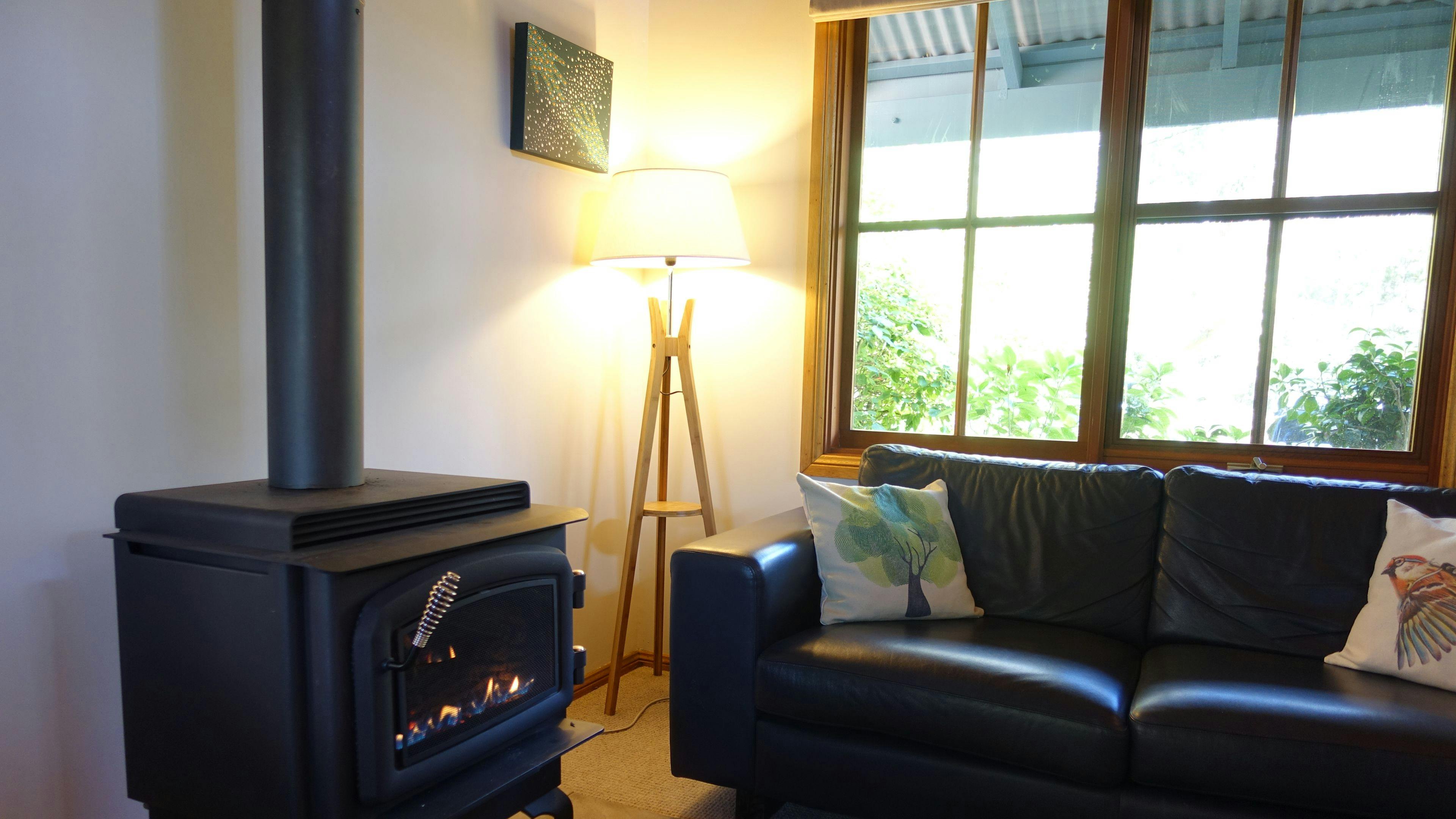 New clean and easy to use gas fireplace, Just switch it on, no messing around with polluting wood.