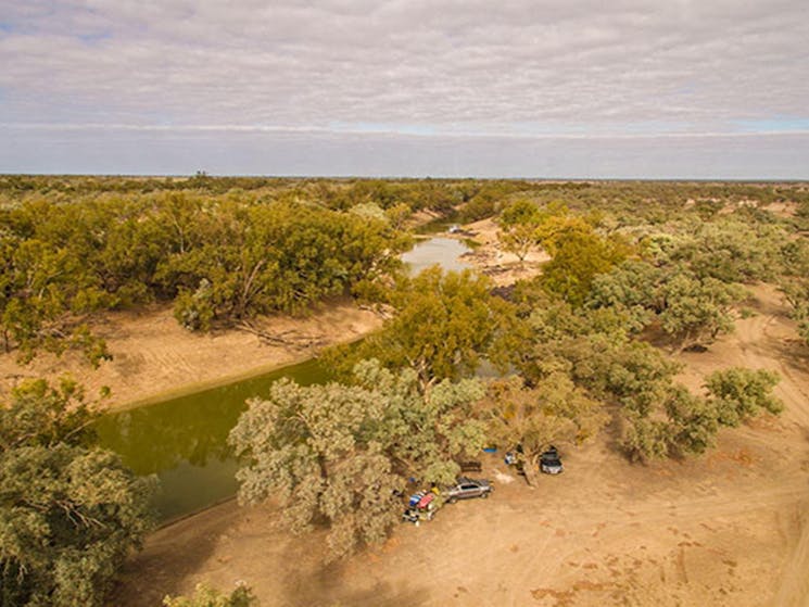 Aerial view of Darling River campground, Toorale National Park. Photo: Joshua Smith/OEH.