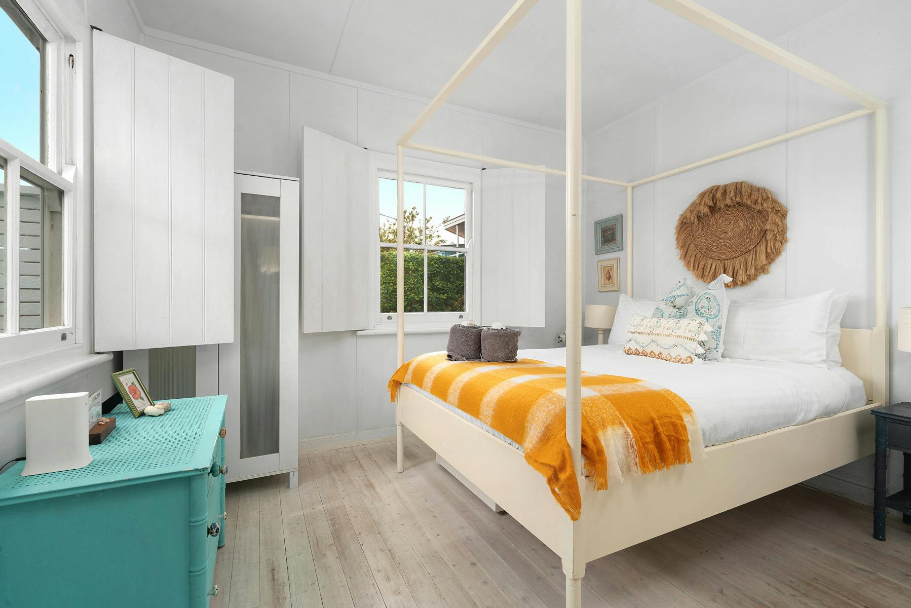 Sunny bedroom with Queen mattress, wonderful linen and pillows