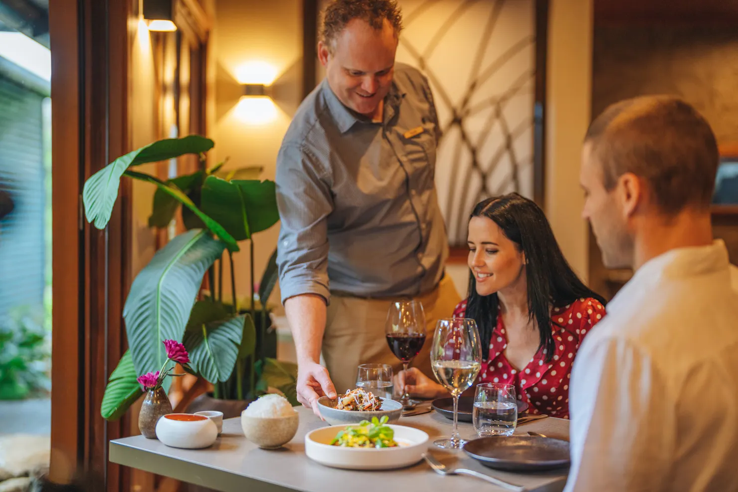 Lunch being served on a table at The Tamarind