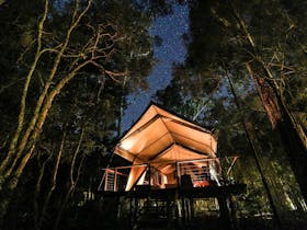 Luxury safari tent accommodation at Paperbark Camp in Jervis Bay