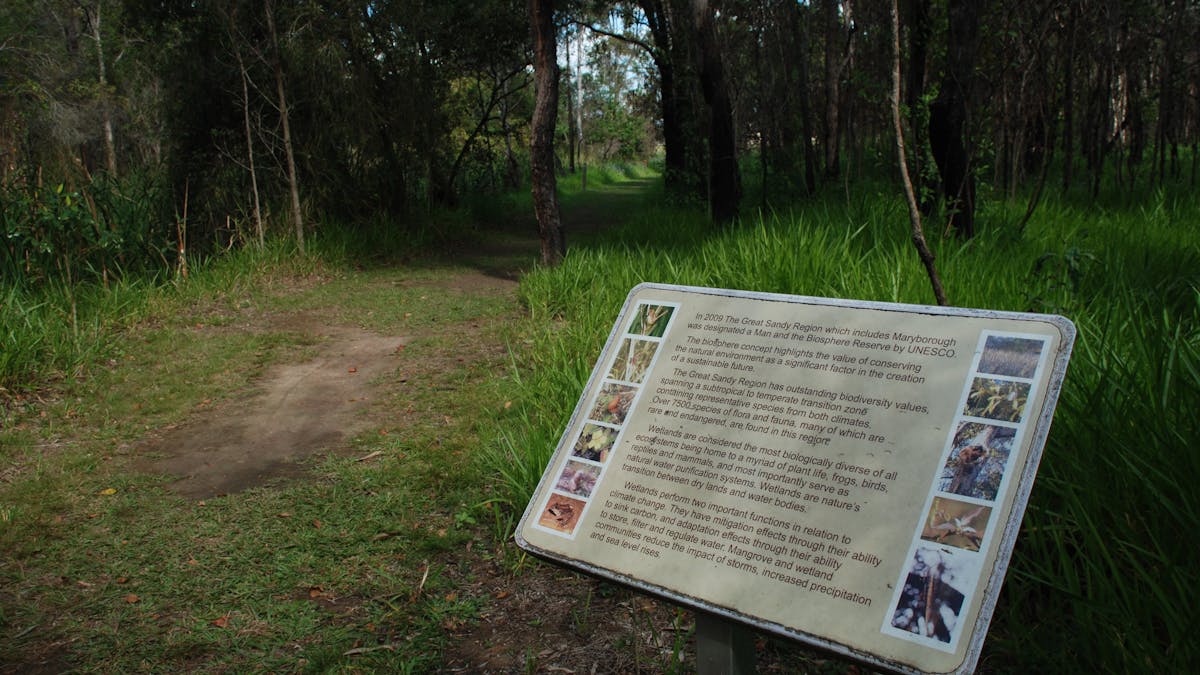 photo of an interpretive sign board at Fay Smith Wetlands