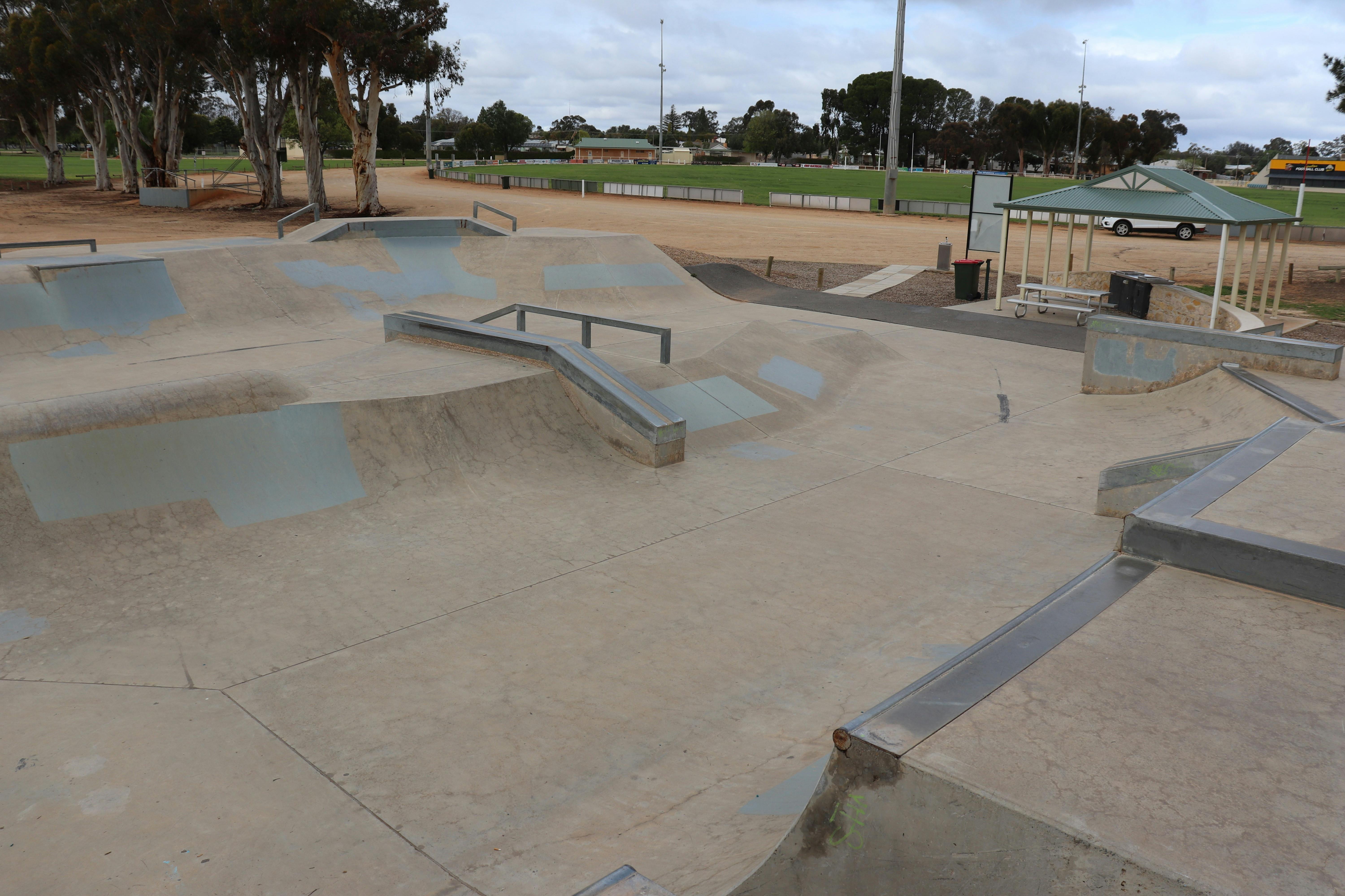 This large and challenging concrete skate park is suitable for skateboards, scooters or bikes.