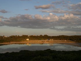 salt lake at dusk