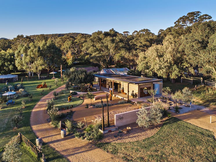 Sprawling grounds and sculpture garden at Rosby Wines, home of Sculptures in the Garden.