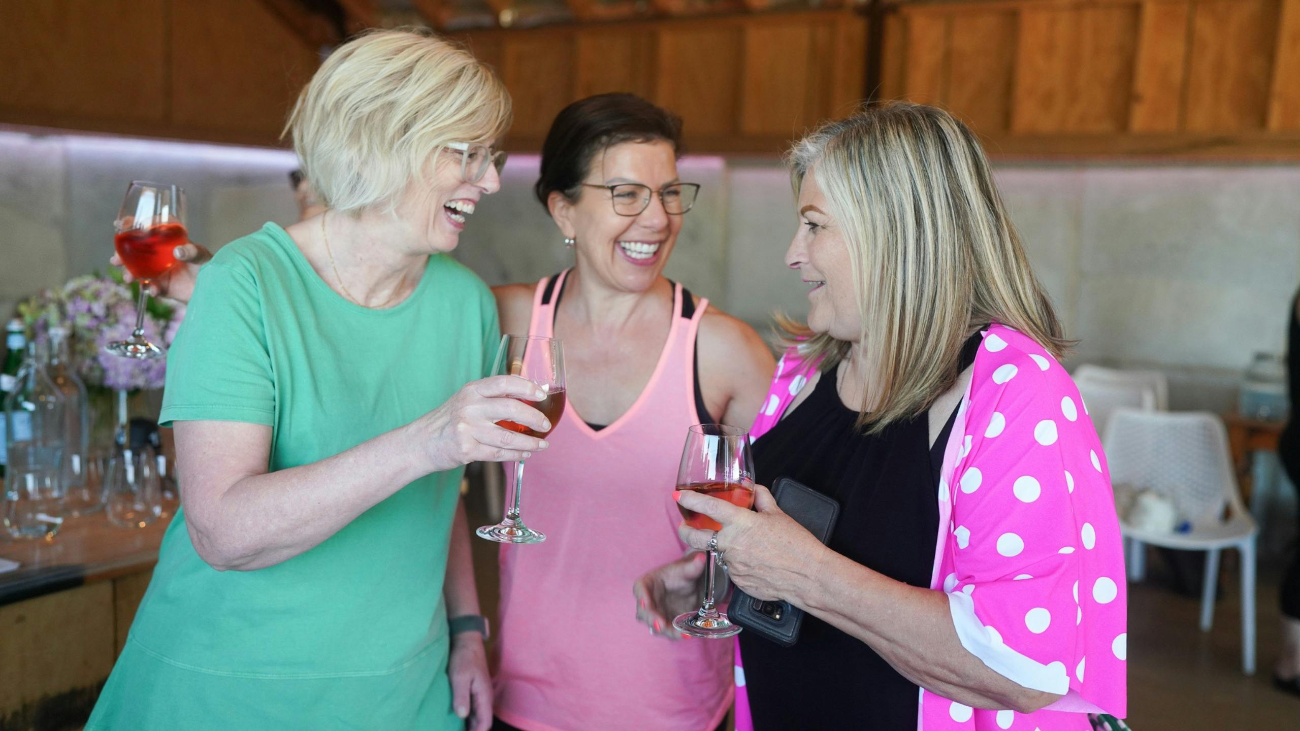 Event participants enjoying wine at Tilbrook Estate