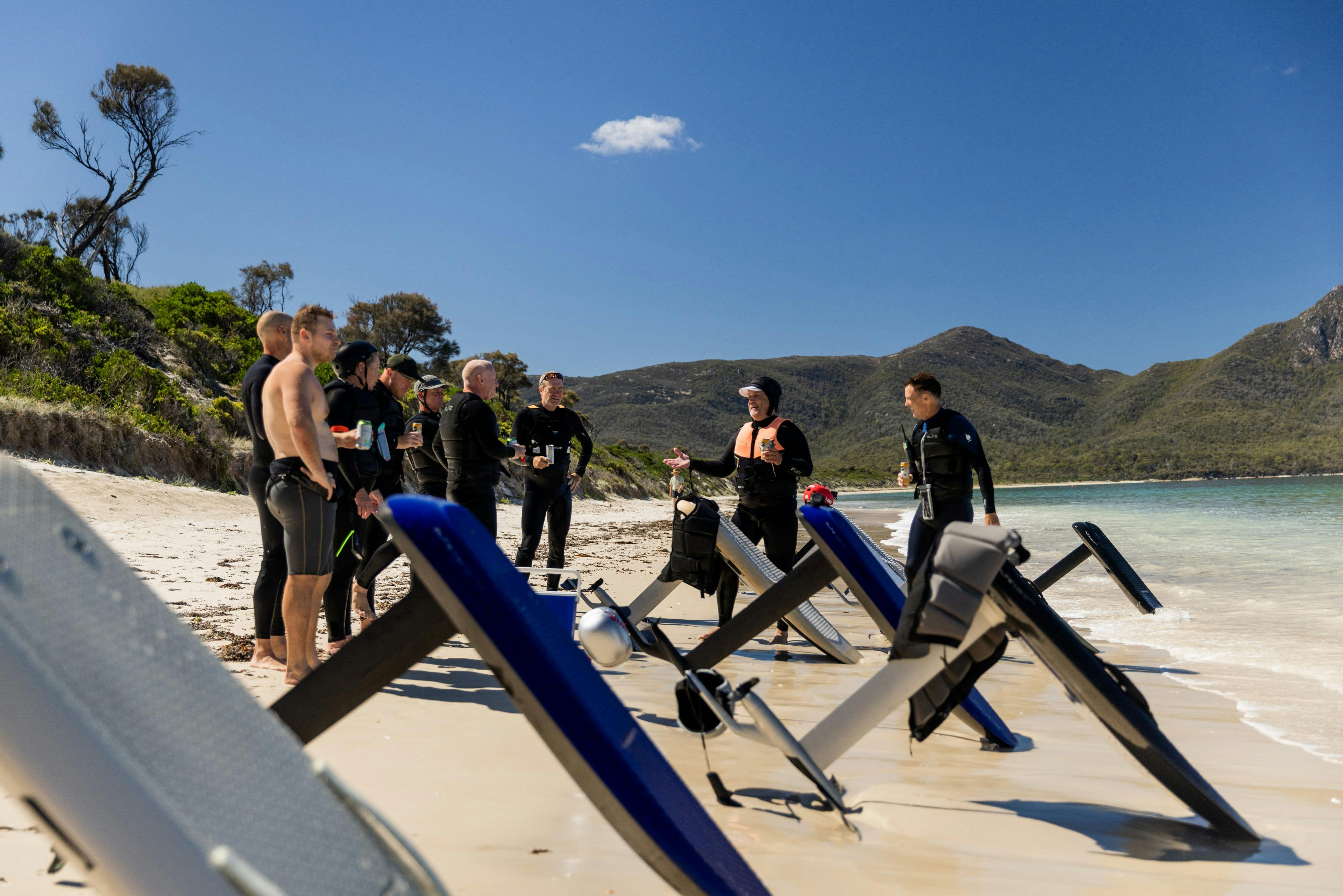 Group of Fliteboarders preparing for a fun session  on the water.