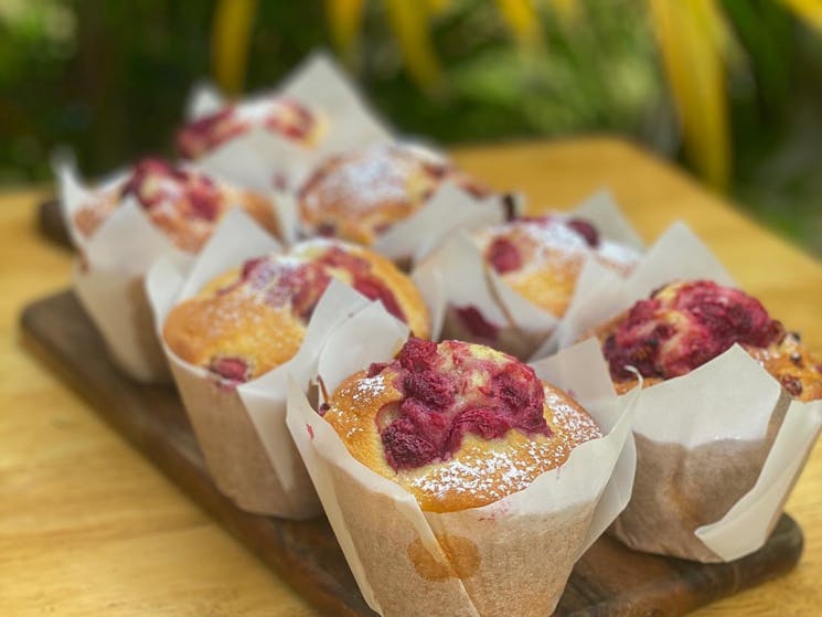 Raspberry Muffins at Nat's Cafe