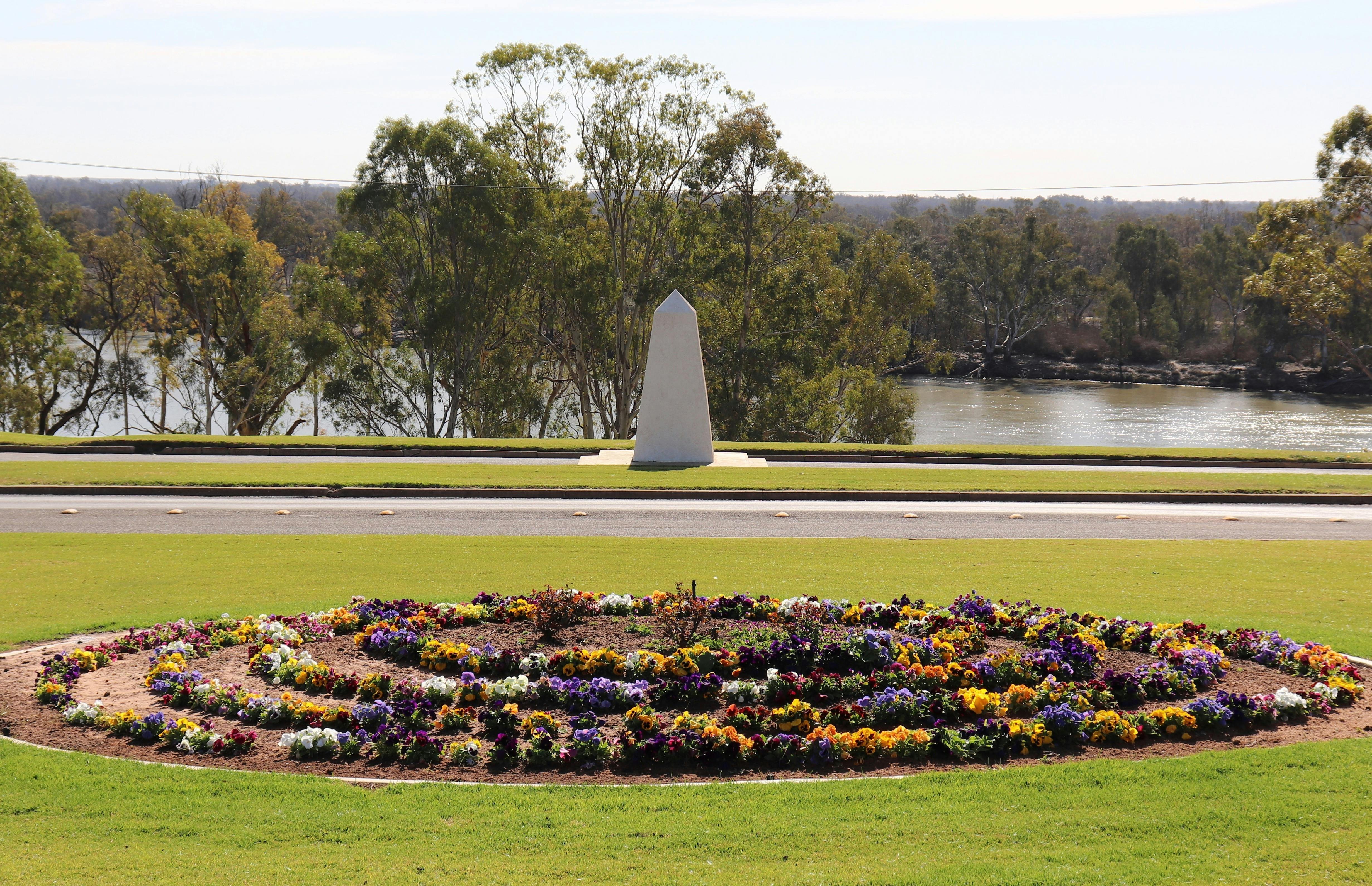 The monument marks Captain Charles Sturt's passing through the region on January 30th, 1830.