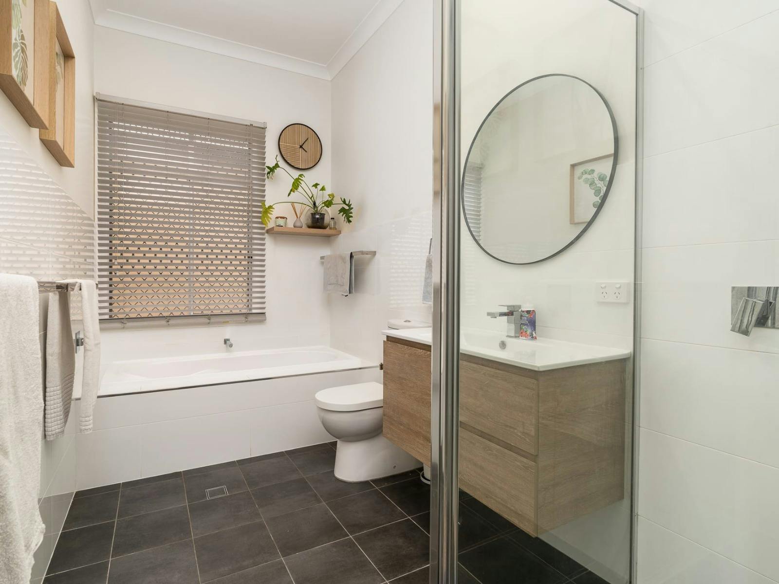 Bathroom with shower, bath and toilet