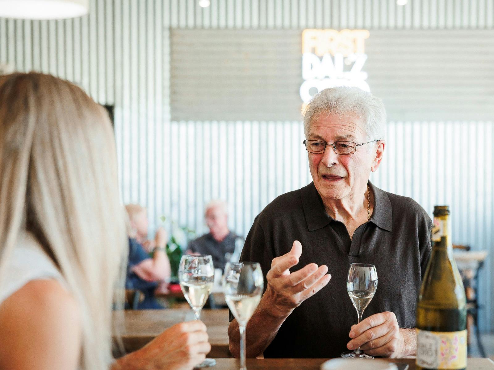 Otto Dal Zotto giving a wine tasting in Cellar Door
