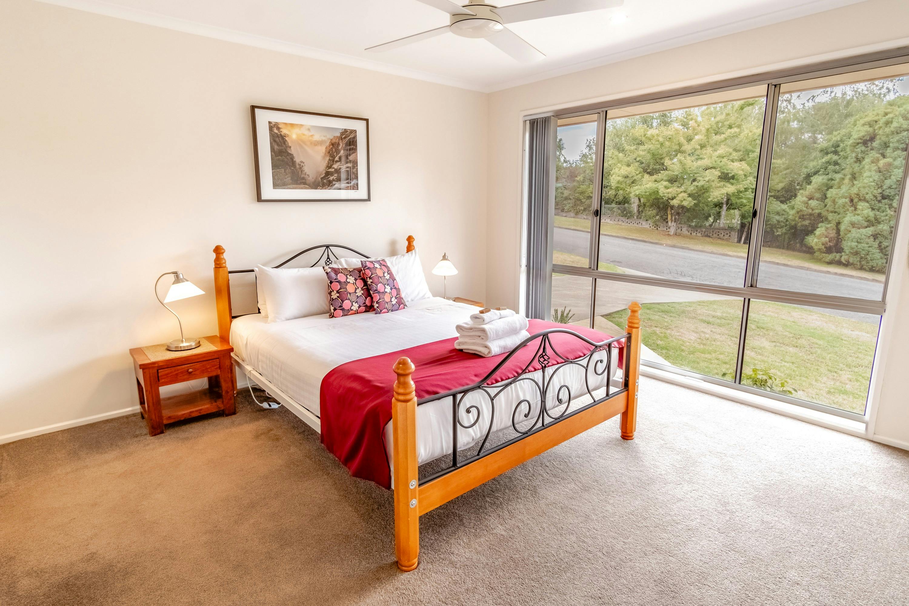 Master bedroom at Hargreaves House with Alpine Valley Getaways