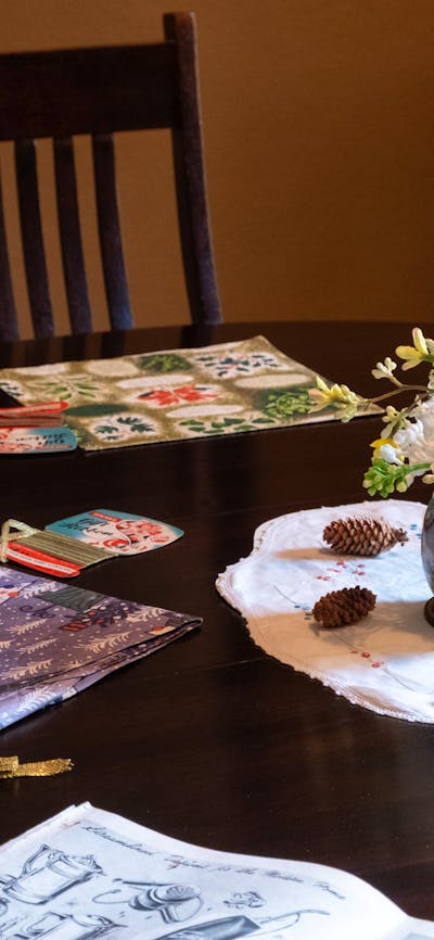 Christmas display on table at Calthorpes House