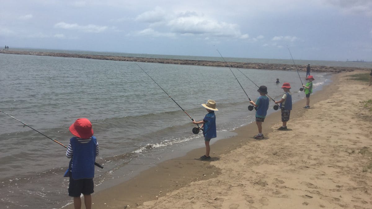 Kids fishing at Shorncliffe