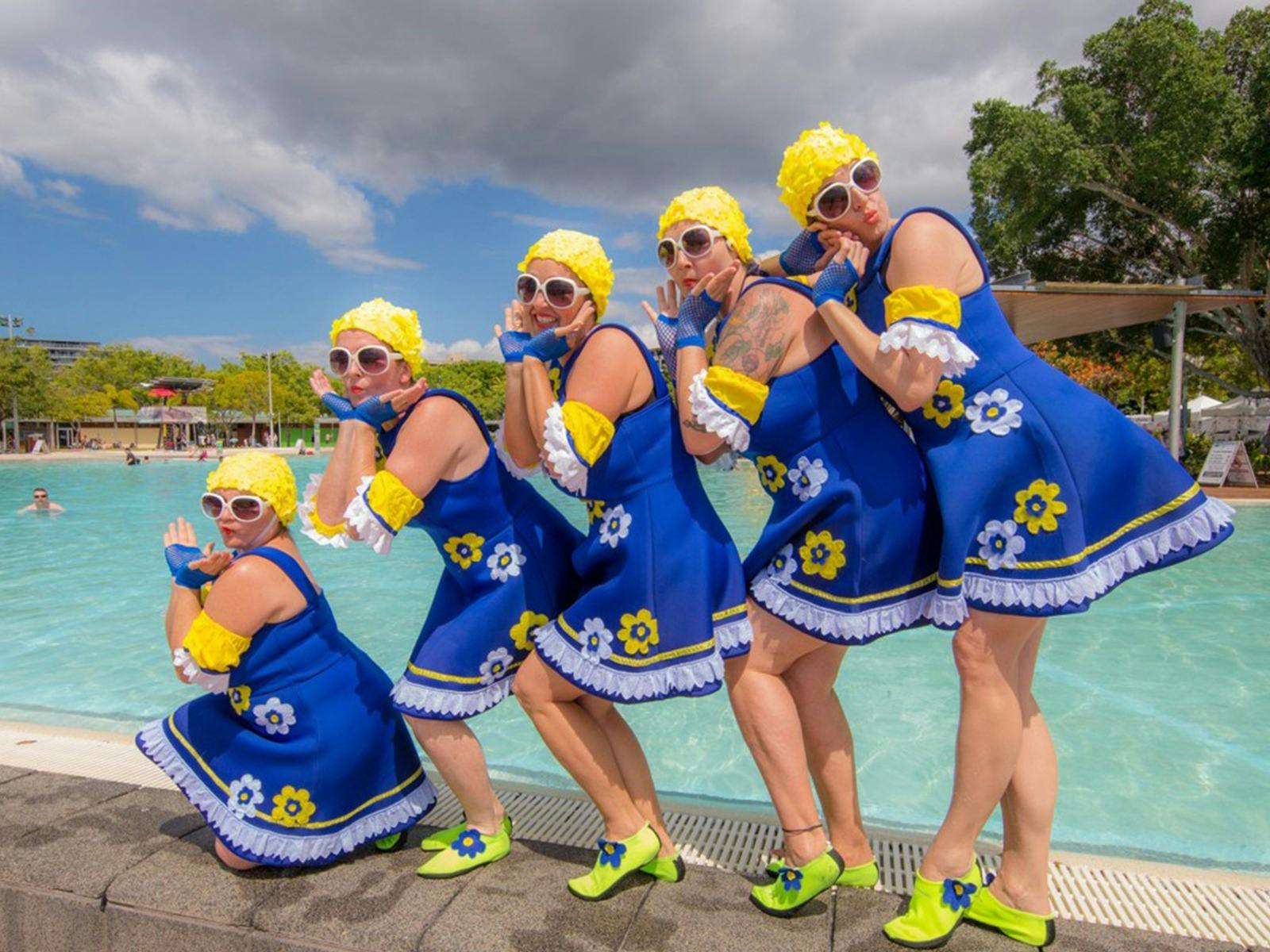 Roving performers at the Lagoon, Cairns Esplanade