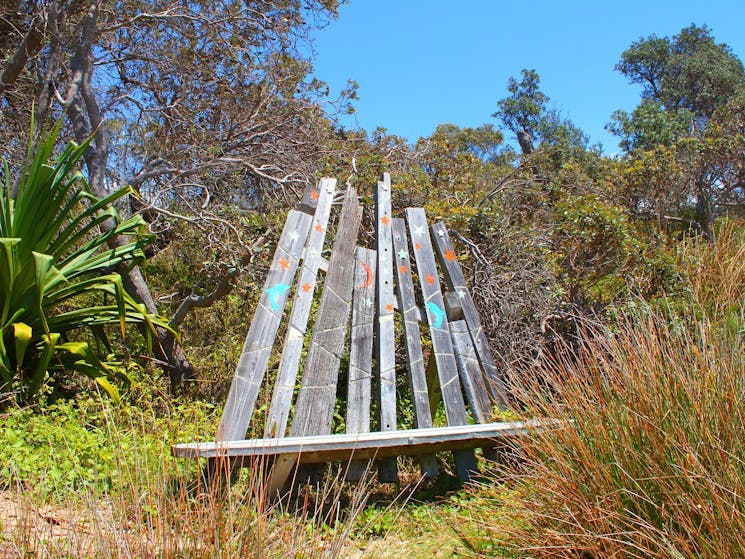 Their favourite bench in the world. Dedicated to Anita. Diggers Camp.