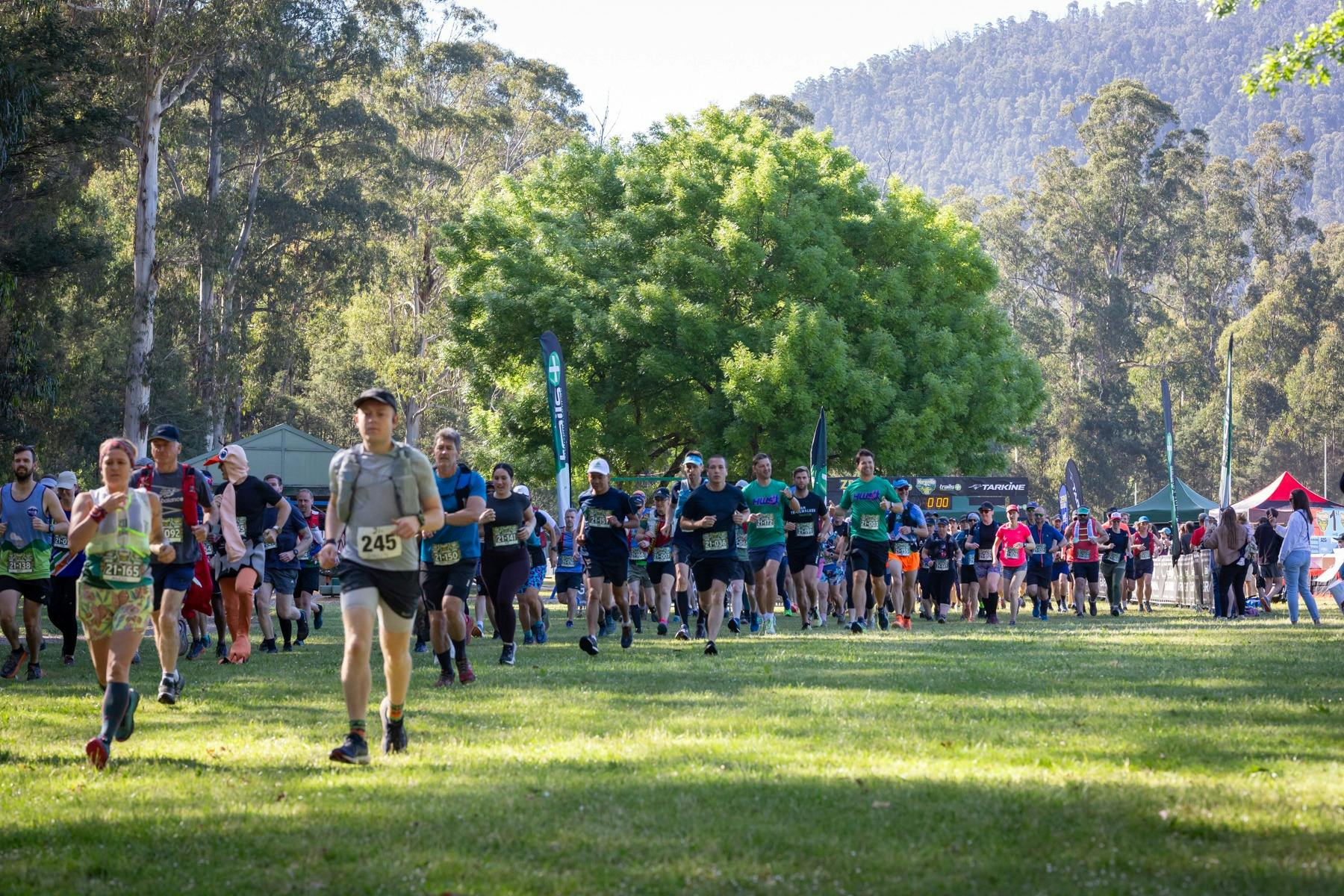 Half Marathon start in Gallipoli Park on a new adventure around the trails of Marysville