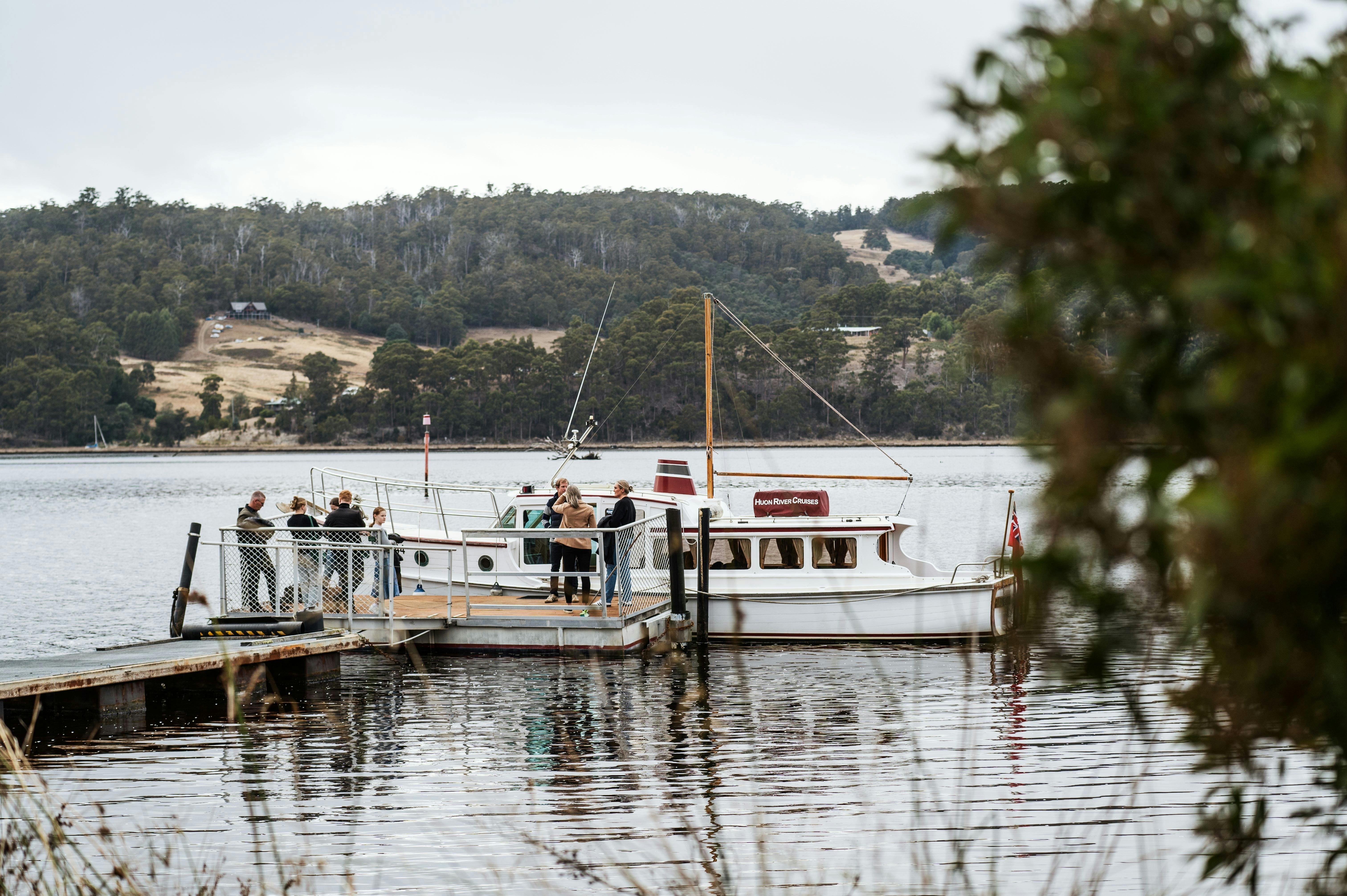 Private Cruise Passengers about to board Huon River Cruises' boat LaDrone