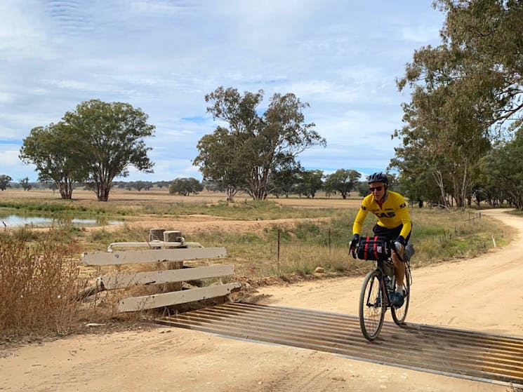 A cyclist on route between Gulgong and Dunedoo.