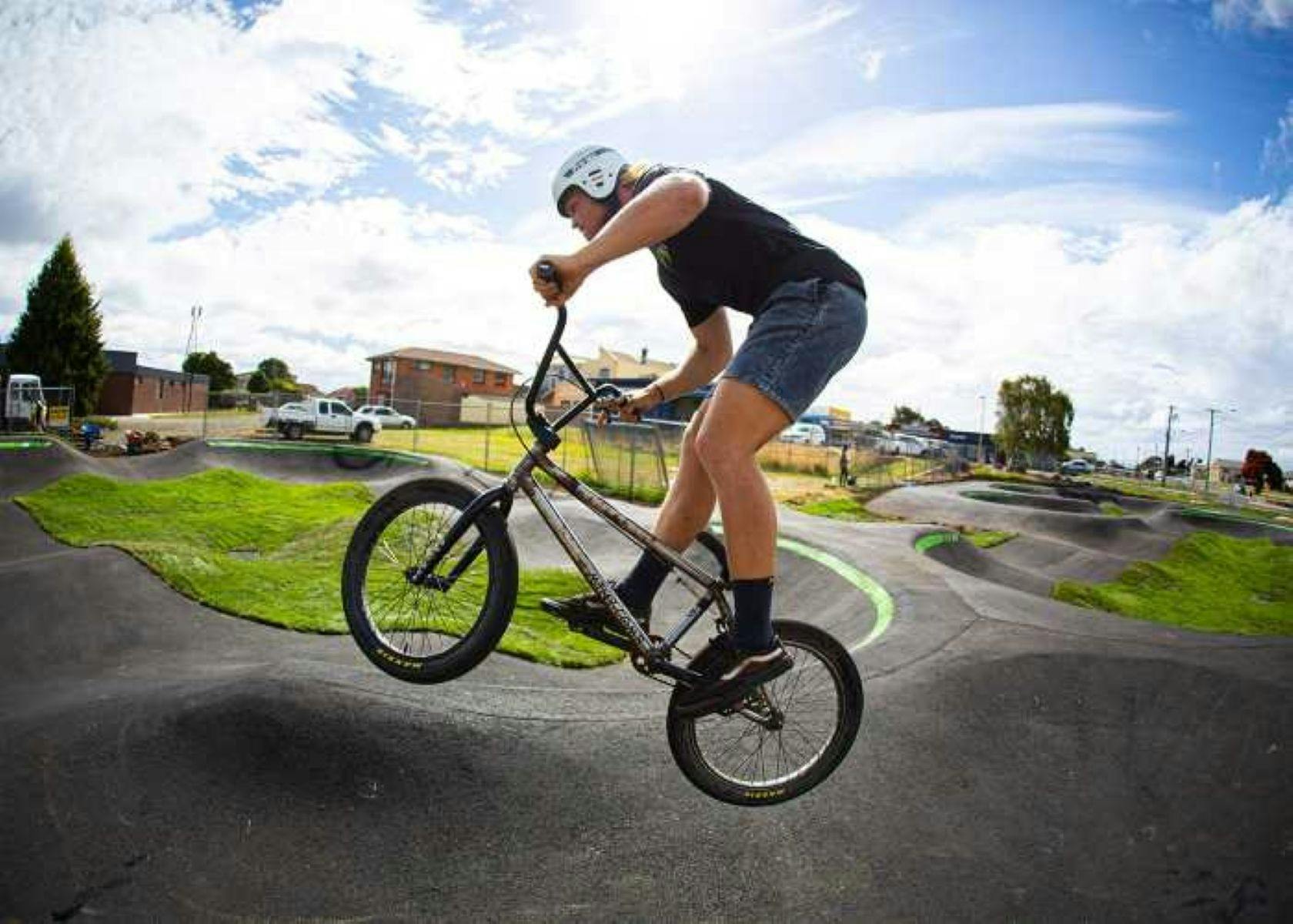 Rider at pump track