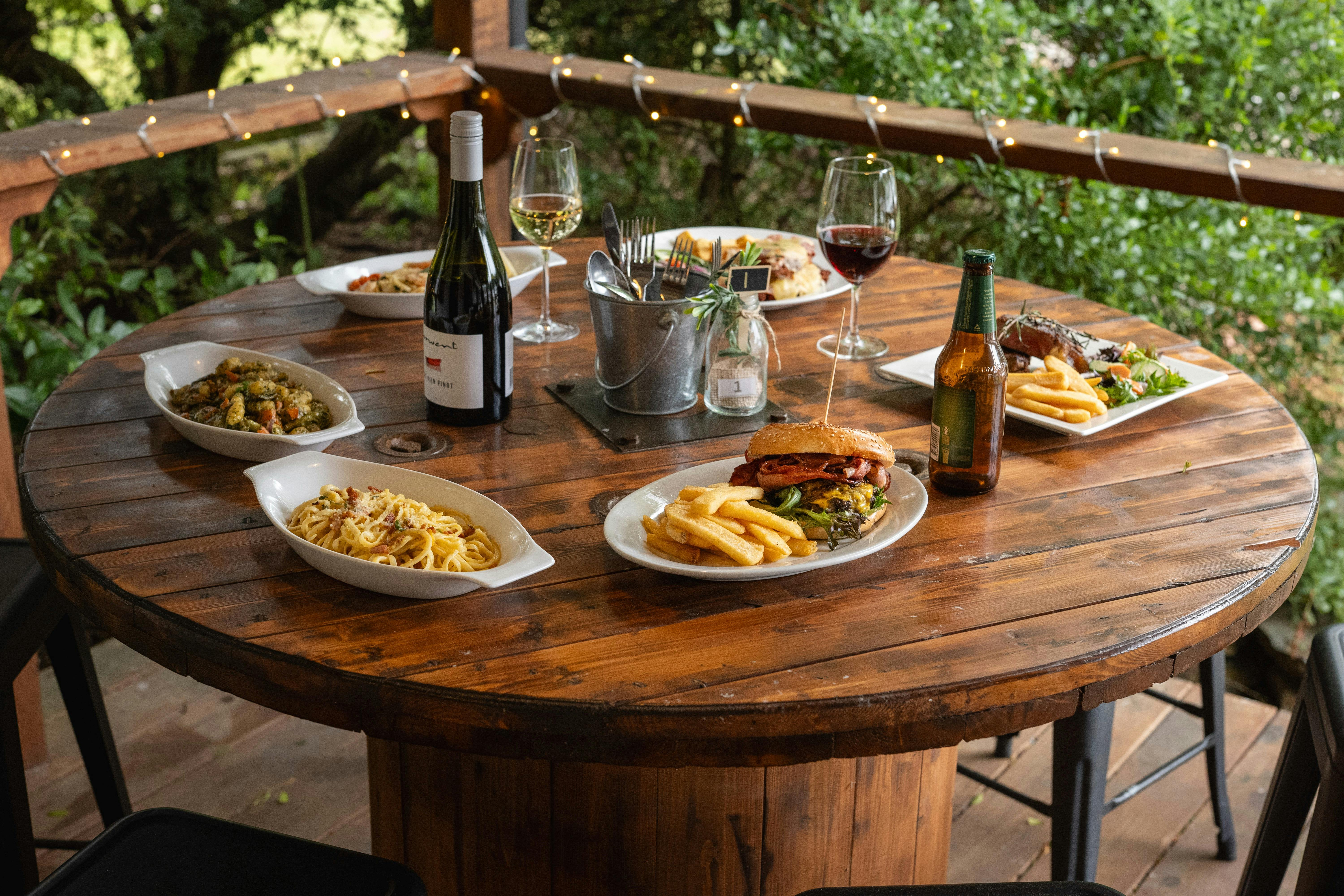 Gather with friends at Maydena Eats and enjoy a variety of dishes and drinks