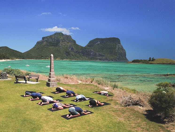 Outdoor yoga on Lord Howe Island