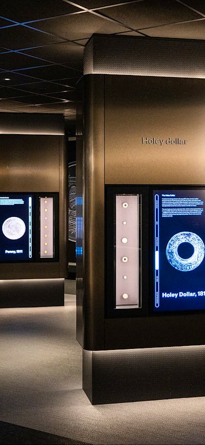 Coin history displays at the Mint