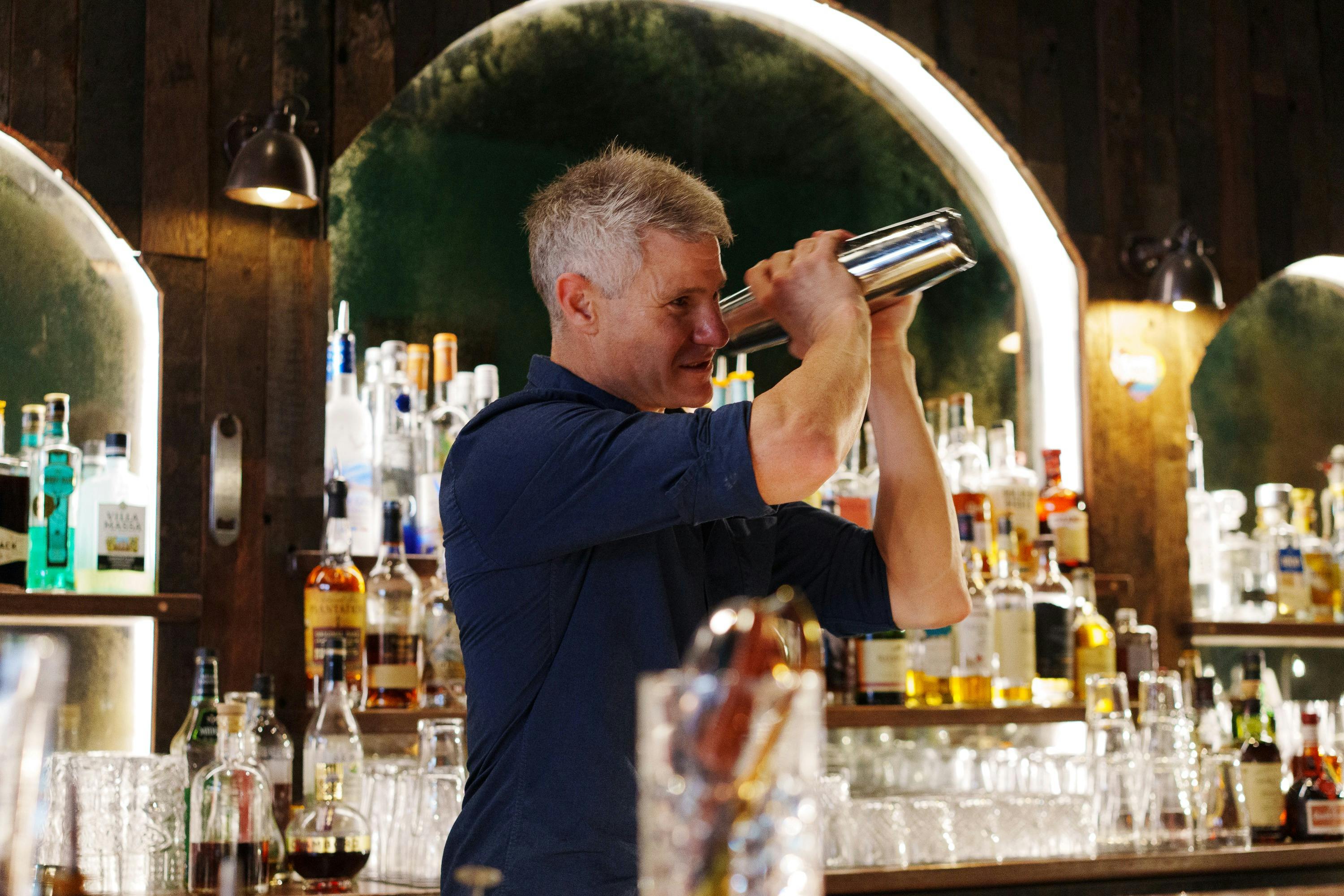 Bartender making cocktail