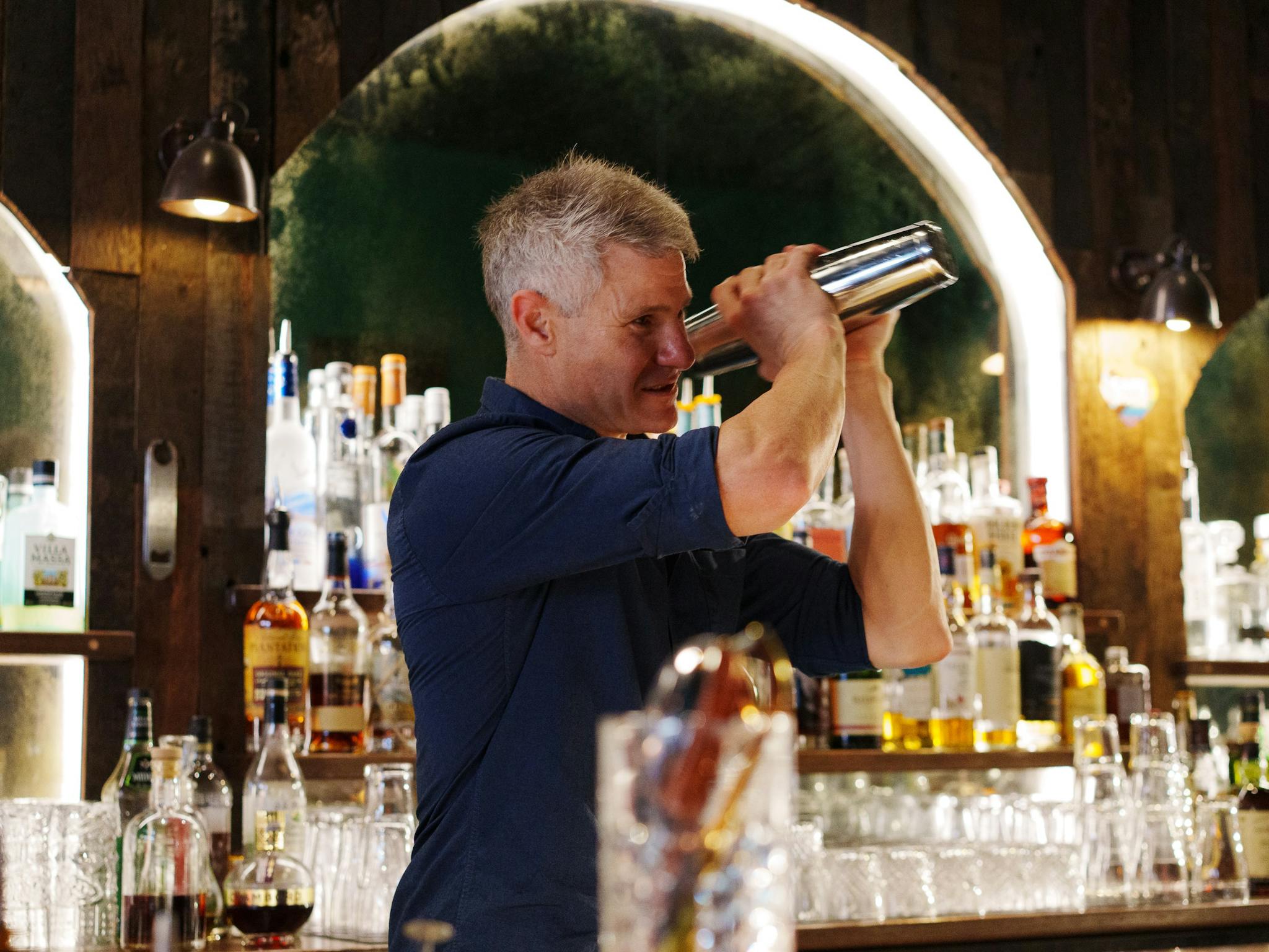 Bartender making cocktail