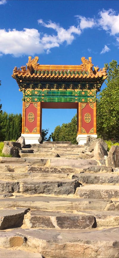 Traditional Chinese gate in the Beijing Garden