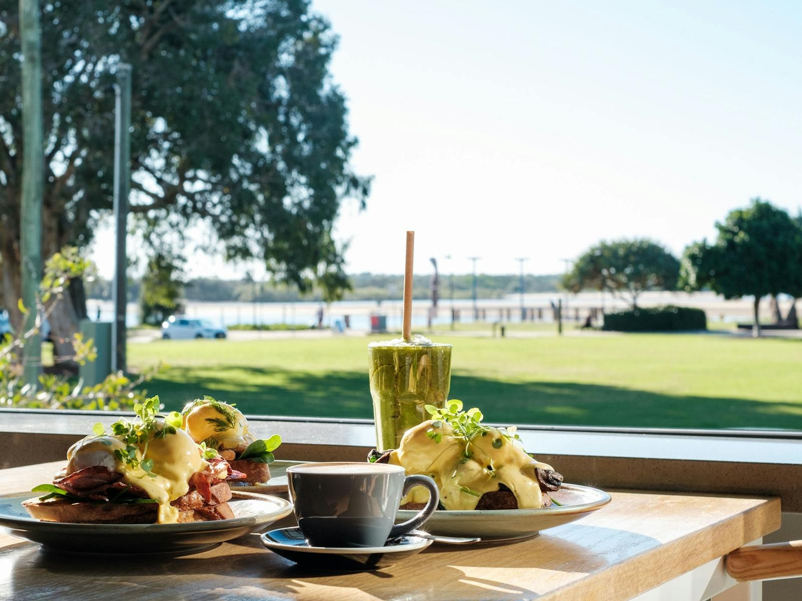 Enjoy Beach Bar Eggs Benny every day for breakfast, overlooking the water at Cotton Tree. Enjoy Beach Bar Eggs Benny every day for breakfast, overlooking the water at Cotton Tree.