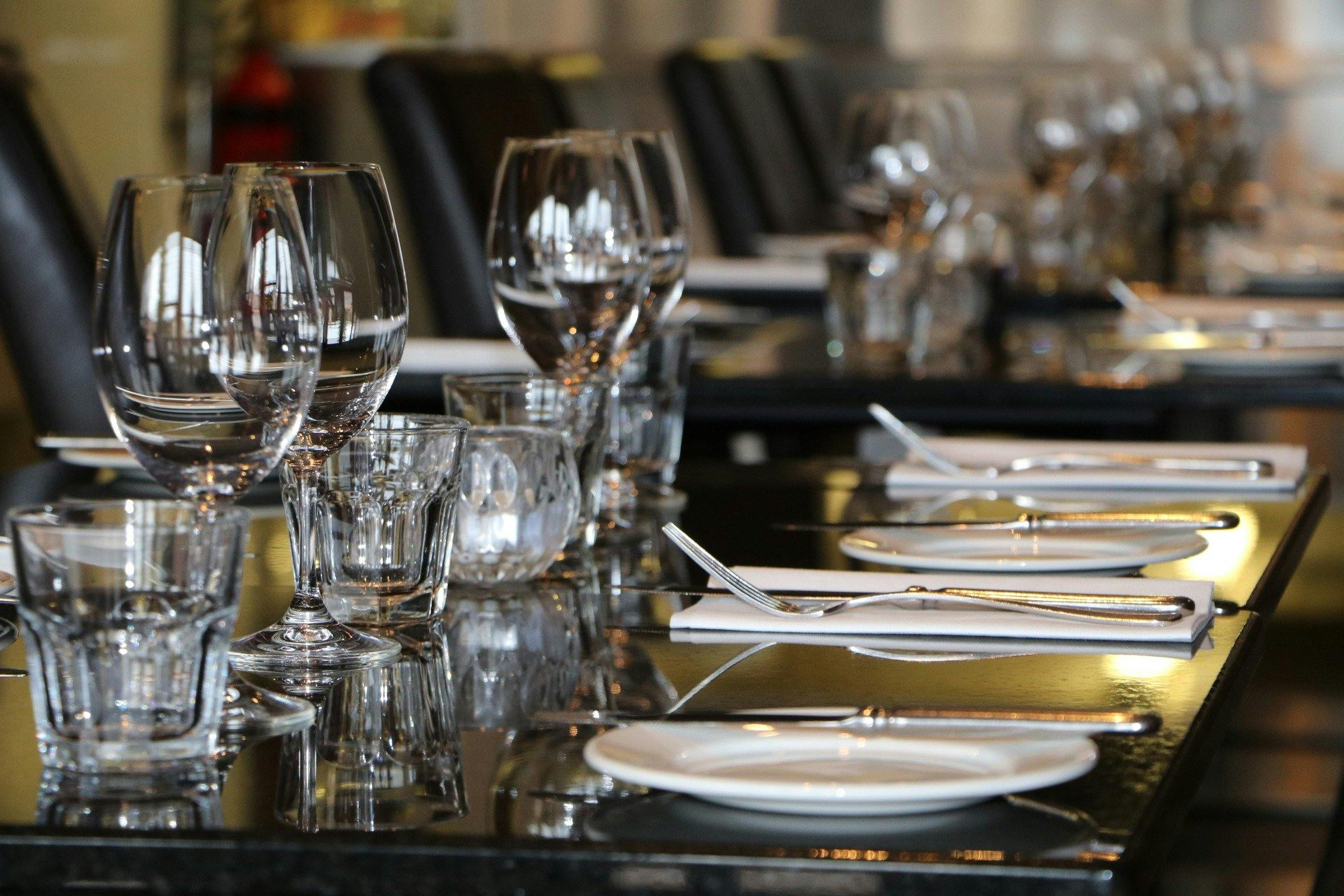 Close up photo of place settings at Fratelli Roma