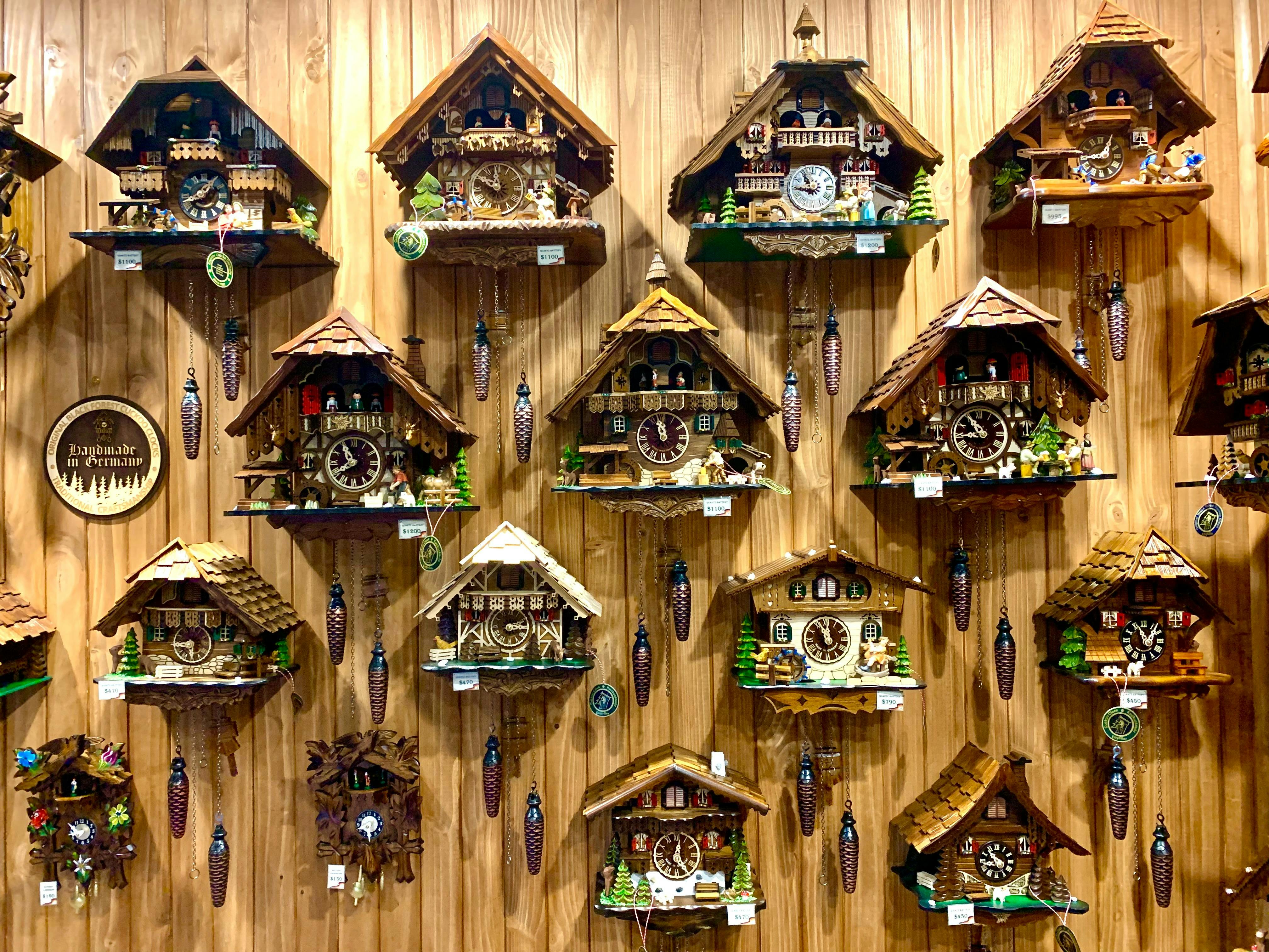 Inside you will find an entire room filled with authentic German Cuckoo Clocks