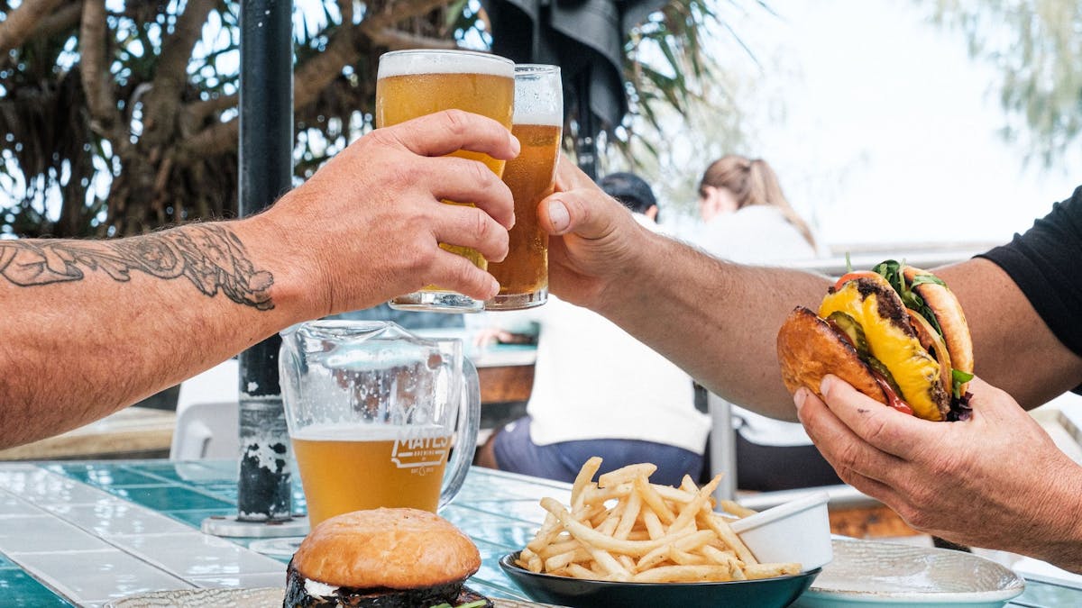 The Beach Bar's Classic American Cheeseburger with a view!