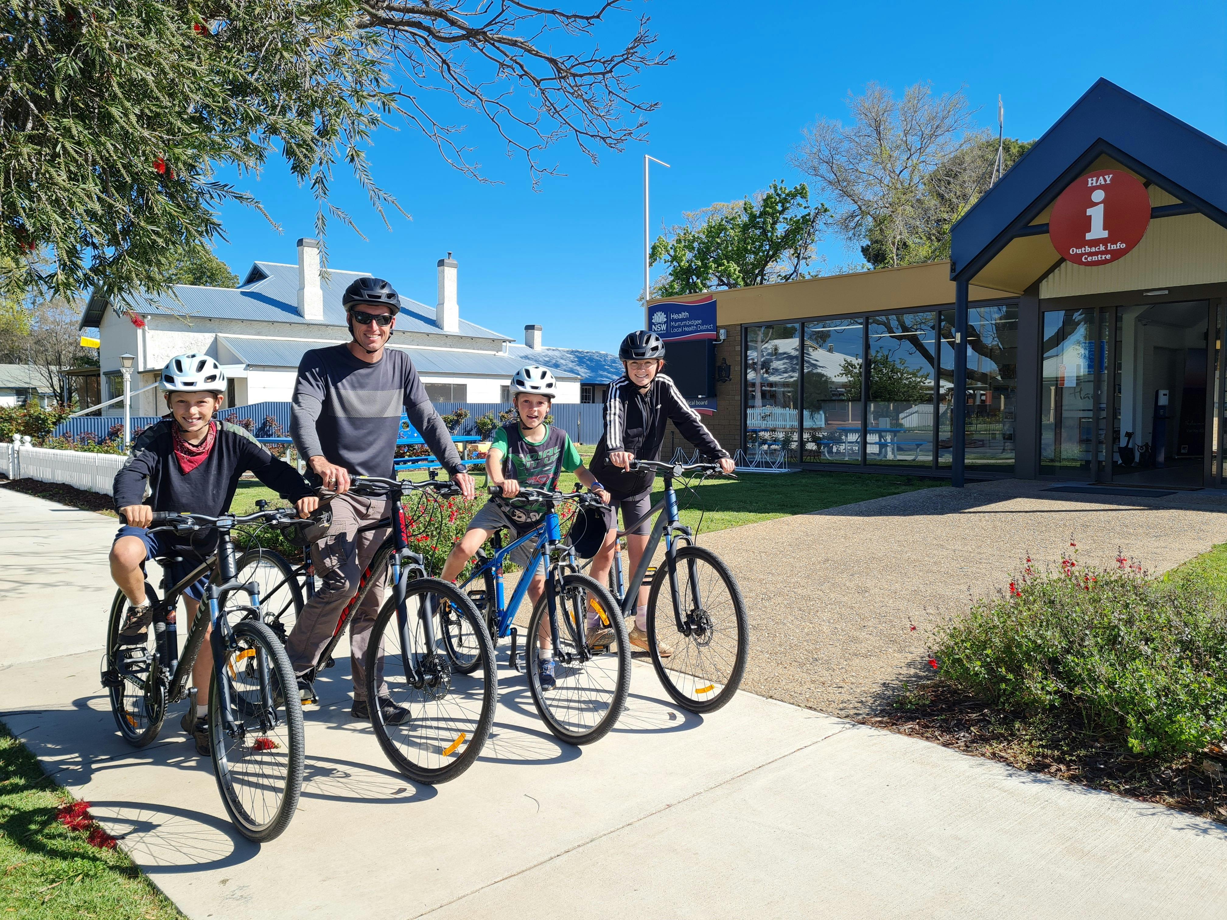 Family on bikes