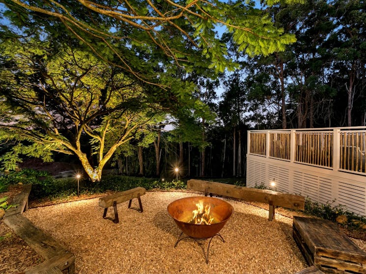 Expansive fire pit area perfect for outdoor gatherings