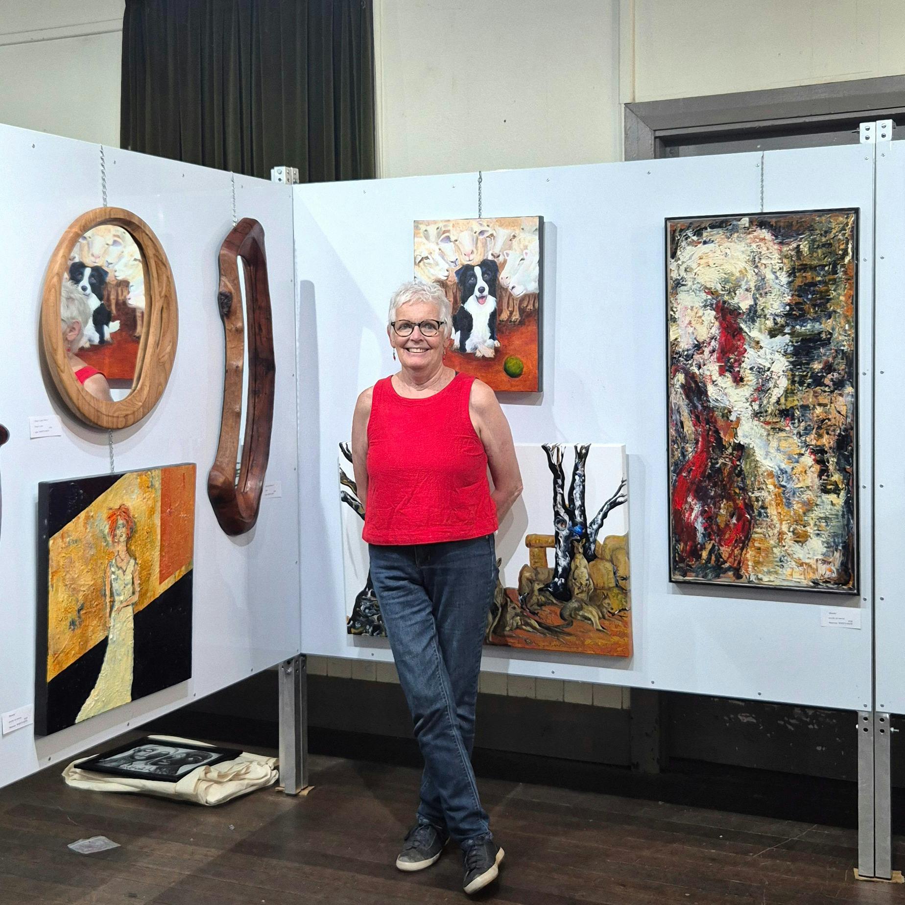Maureen with her artwork
