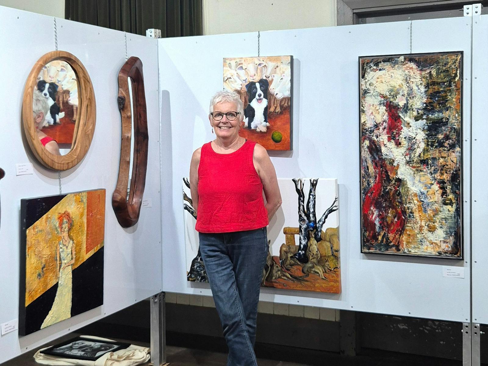 Maureen with her artwork