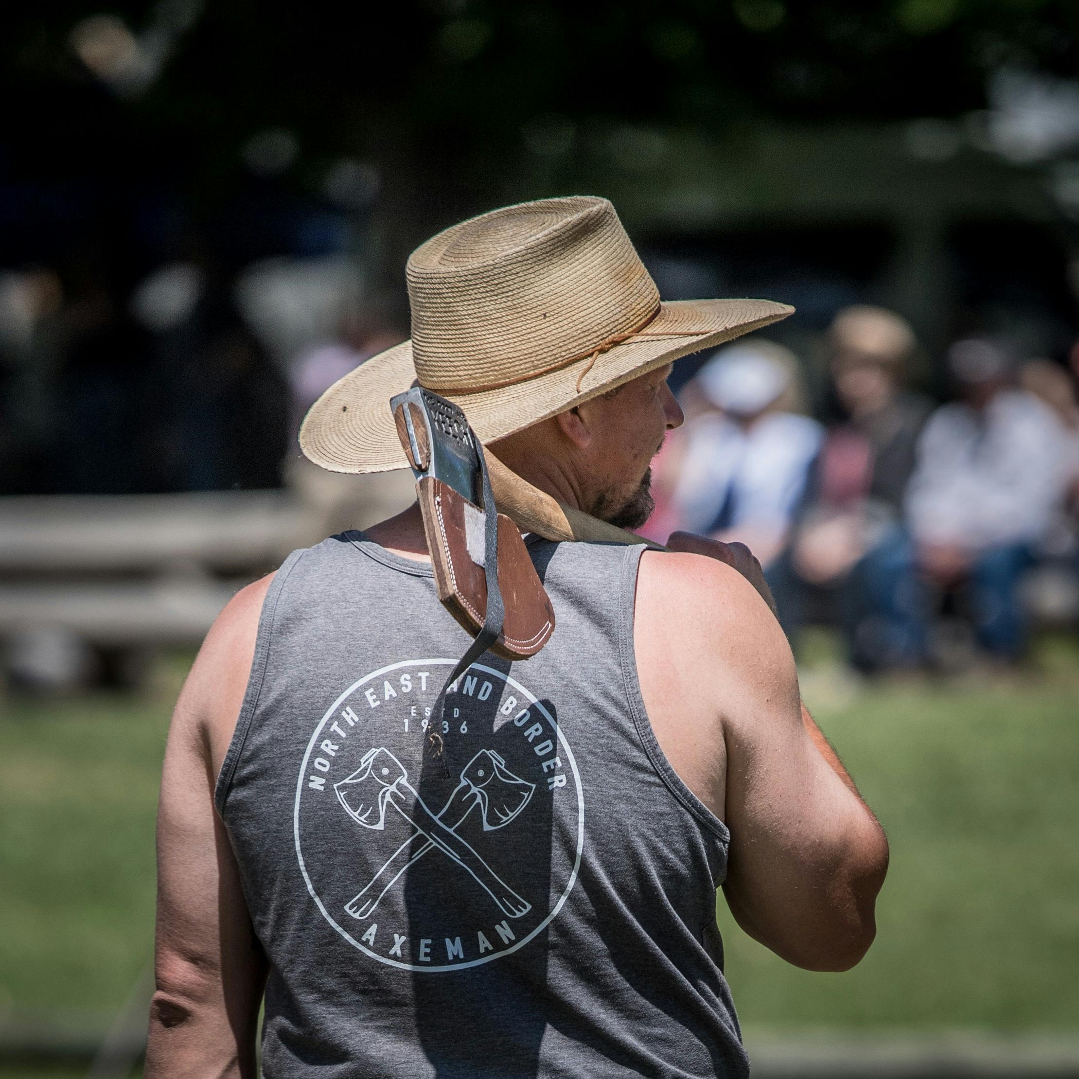 Waiting his turn for the Wood Chop Event