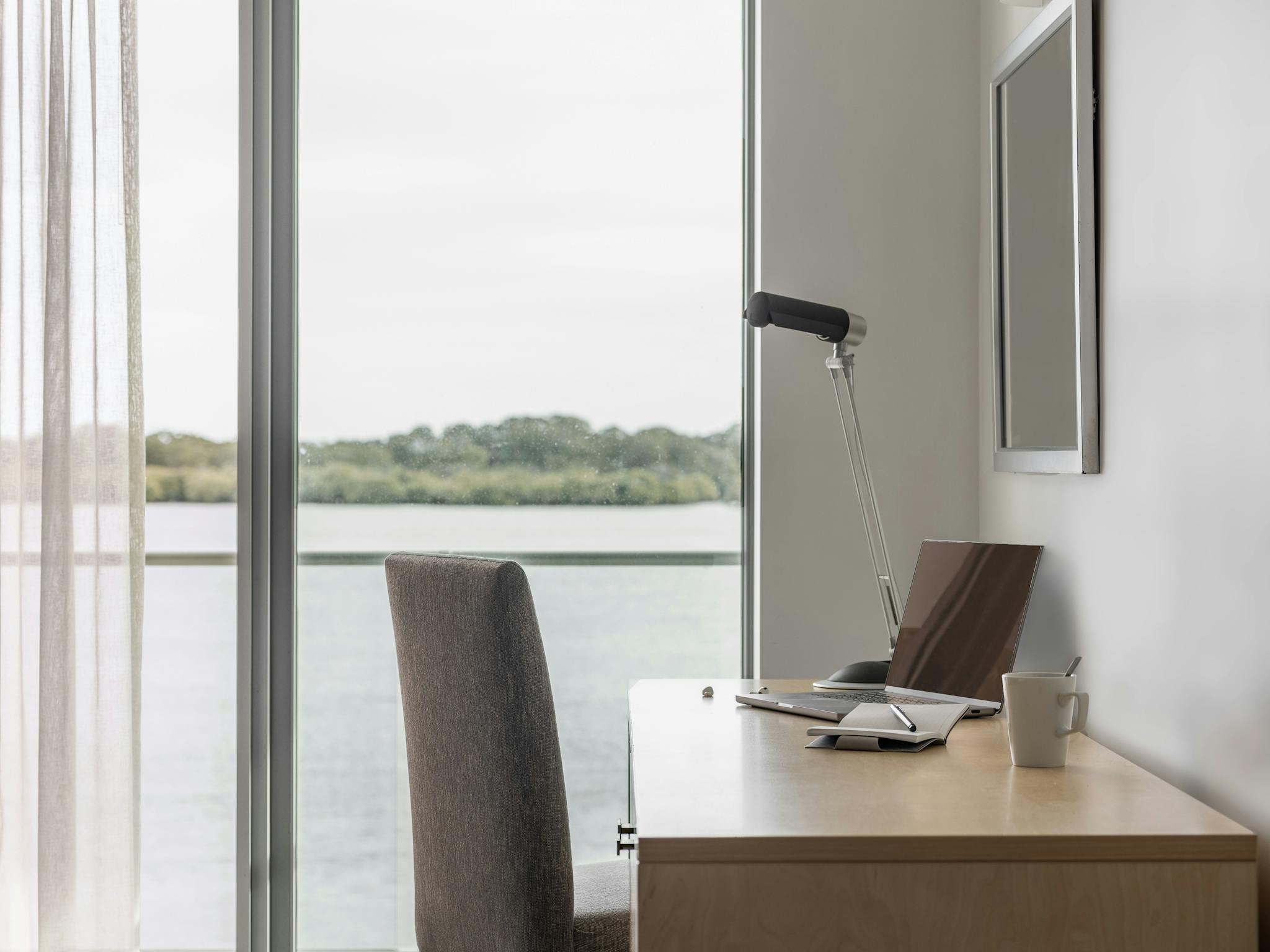 desk over river